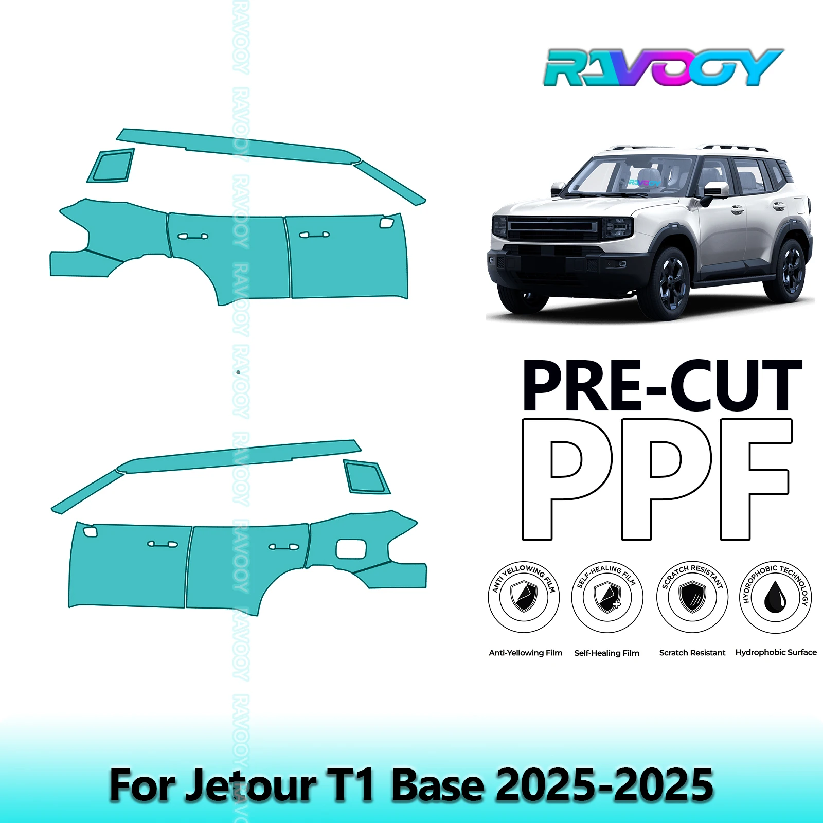 

For Jetour T1 Base 2025-2025 8.5mil Clear Matte Pre-Cut PPF Door & A/B Pillar Kit TPU Paint Protection Film Set