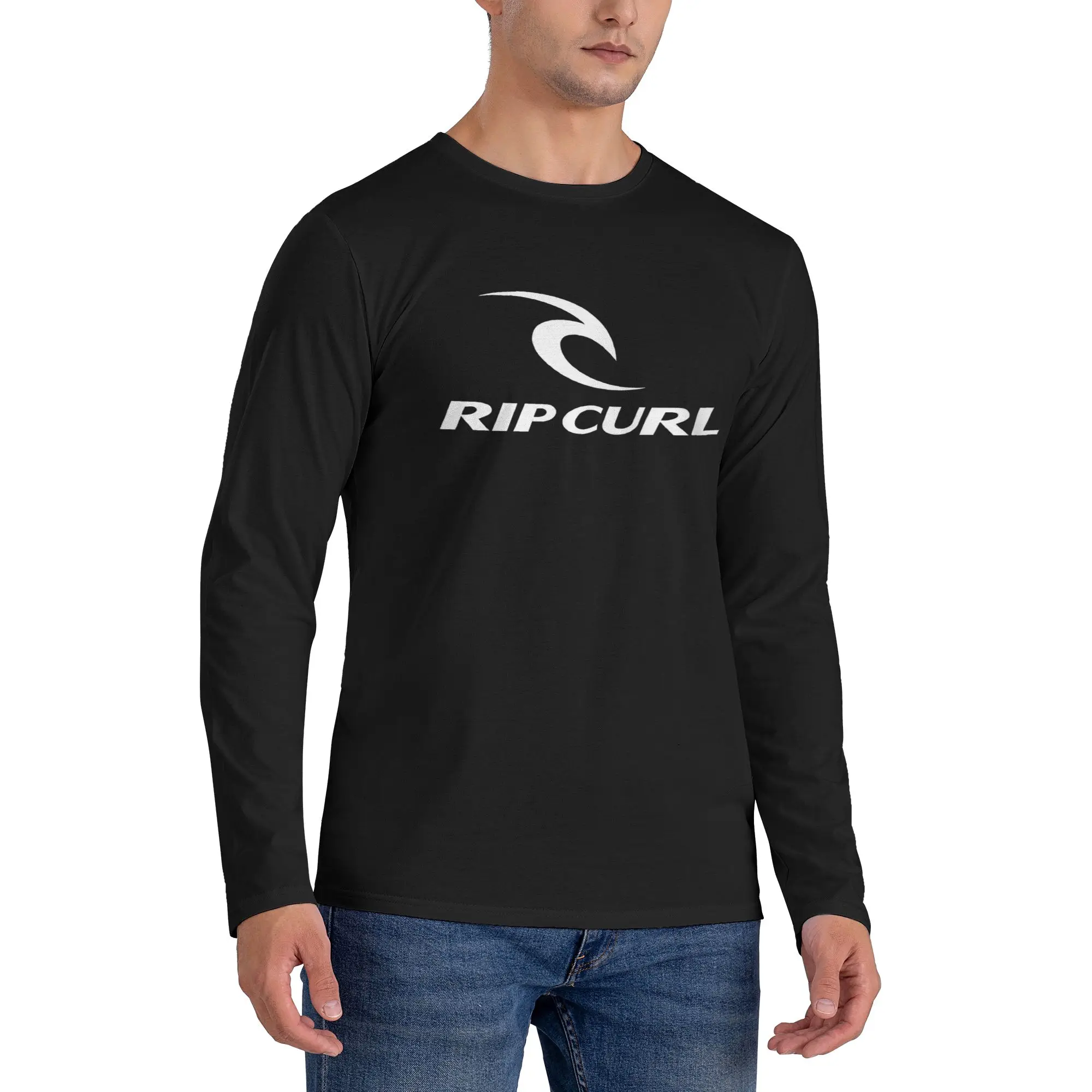 Rip Curl Logo Men's Long Sleeved T-shirt Casual Round Neck T shirts Spring and Autumn Men tops