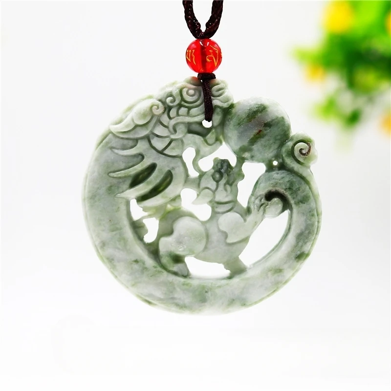 

Green Jade Dragon Pendant Natural Women for Charm Fashion Gifts Carved Amulet Double-sided Chinese Men Jewelry Tiger Necklace