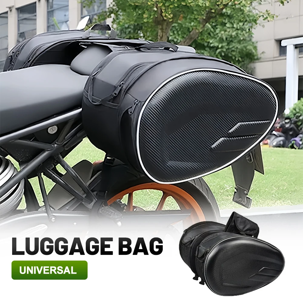 Waterproof Reflective Multi-Purpose Oxford Fabric Motorcycle Side Saddle Bag, Large Capacity Helmet Storage Riding Luggage Gear