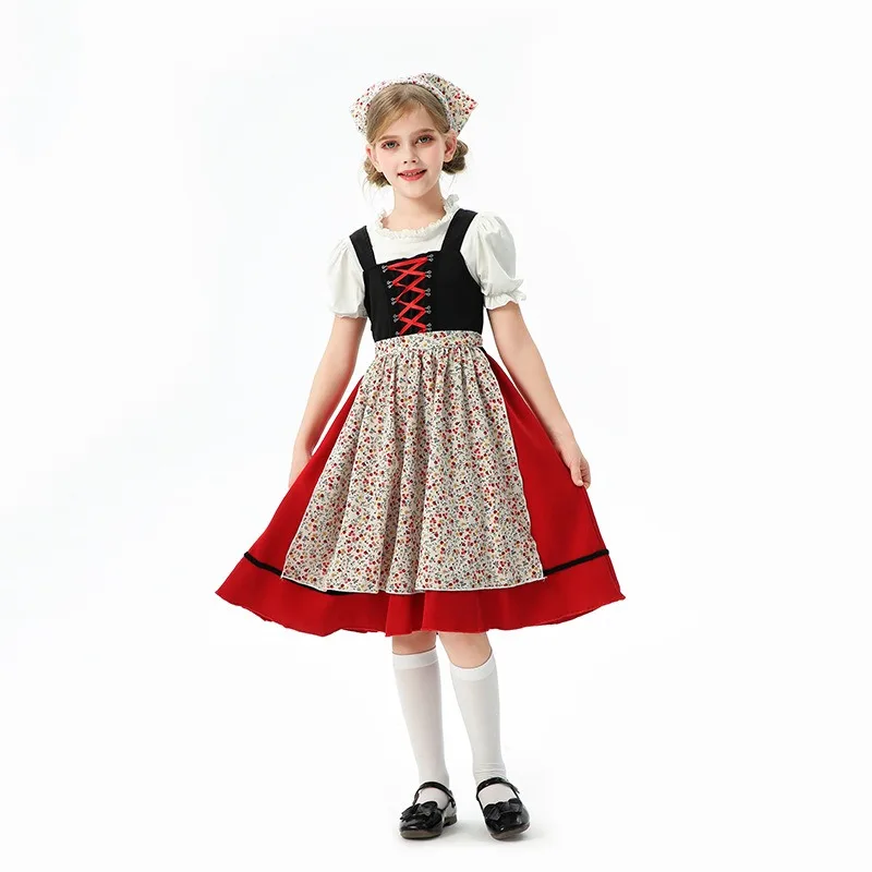 

Баварский детский костюм в европейском деревенском стиле, платье для девочек на Октоберфест, традиционное, милое