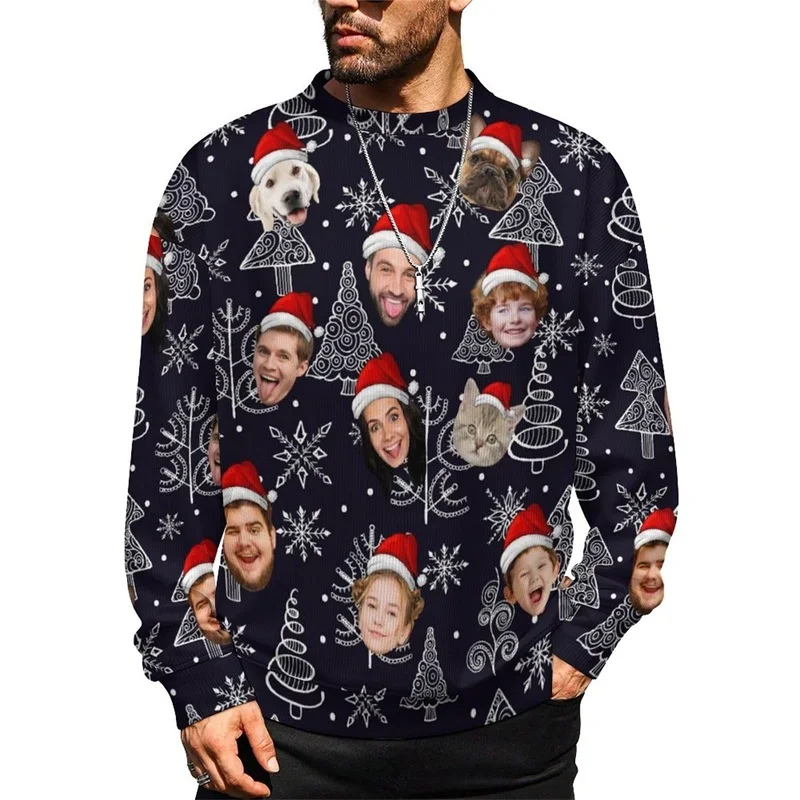 

Толстовки с Рождеством на заказ для мужчин и женщин, индивидуальная толстовка с круглым вырезом «сделай сам», новая мужская толстовка для косплея, вечерние