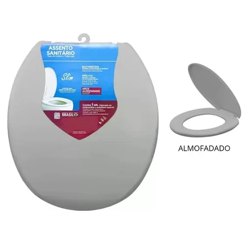 SANITARIO OVAL SEAT ALMOFADATED GRAY SLIM ASTRA