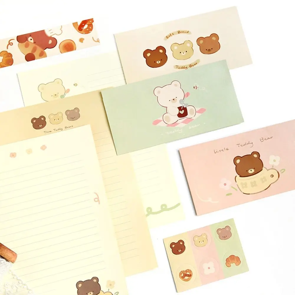 

School Office Flower Animal Envelopes Dog Cat Sealing Stickers Letter Paper Writable Cartoon Stationery Paper Greeting Cards