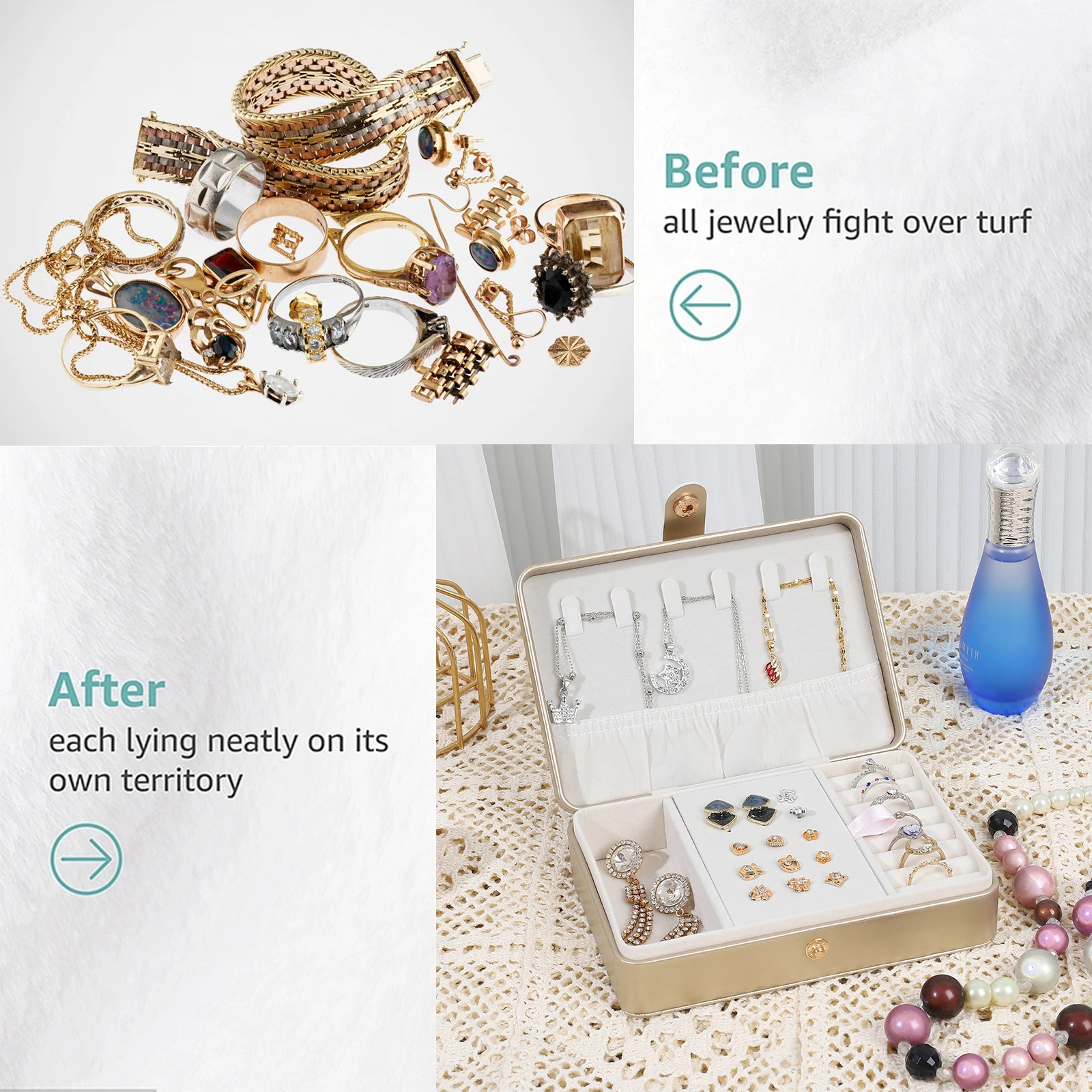 Portable Jewelry Organizer Box For Women Necklace Earring Ring Storage Display For Case Elegant Rhombus Design Gift