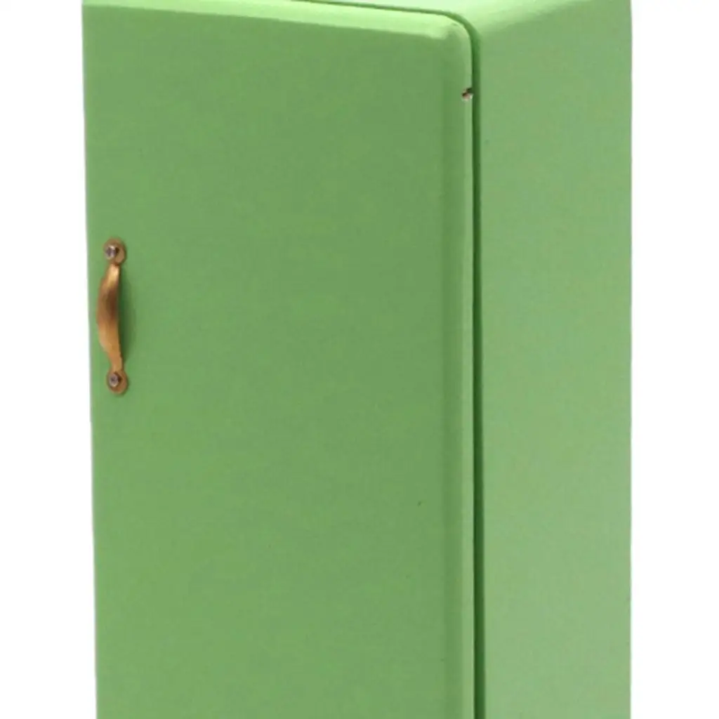 1/12 인형의 집 주방 가구 소형 나무 복고풍 냉장고 냉동고