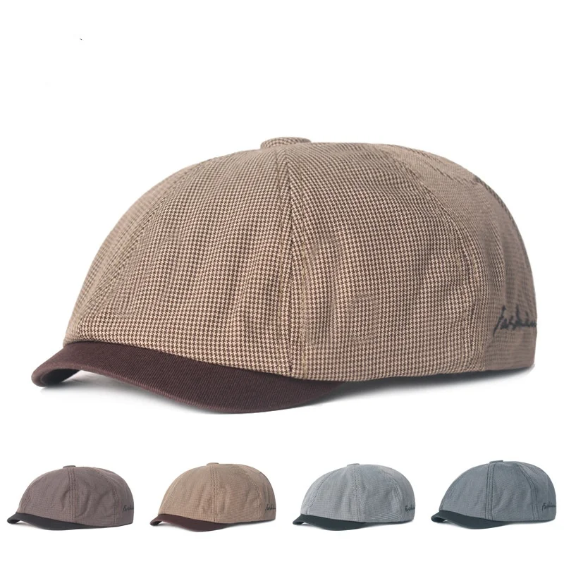 Men and Women Street Painter Hat Trend Newsboy Cap Casual Versatile Breathable Octagonal Cap England Retro Duck Tongue Cap
