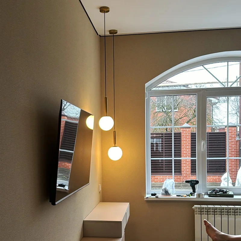 Modern Glass Pendant lights for bedroom bar Hanging Lights kitchen Fixtures Dining Room Decoration home lamp Ball Lampshade