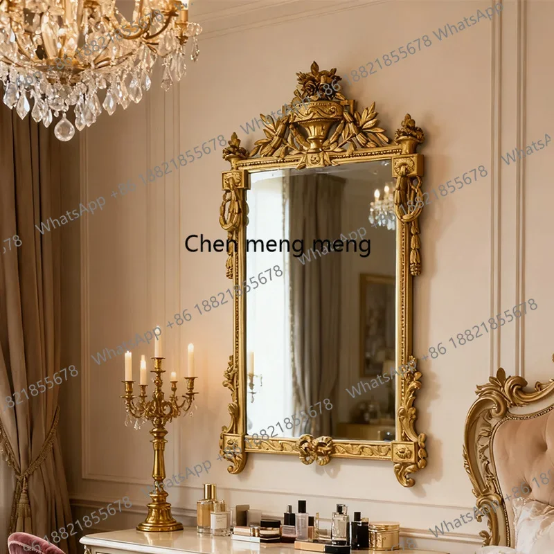 R French carved makeup mirror American retro washing, dressing, home porch fireplace decorative mirror