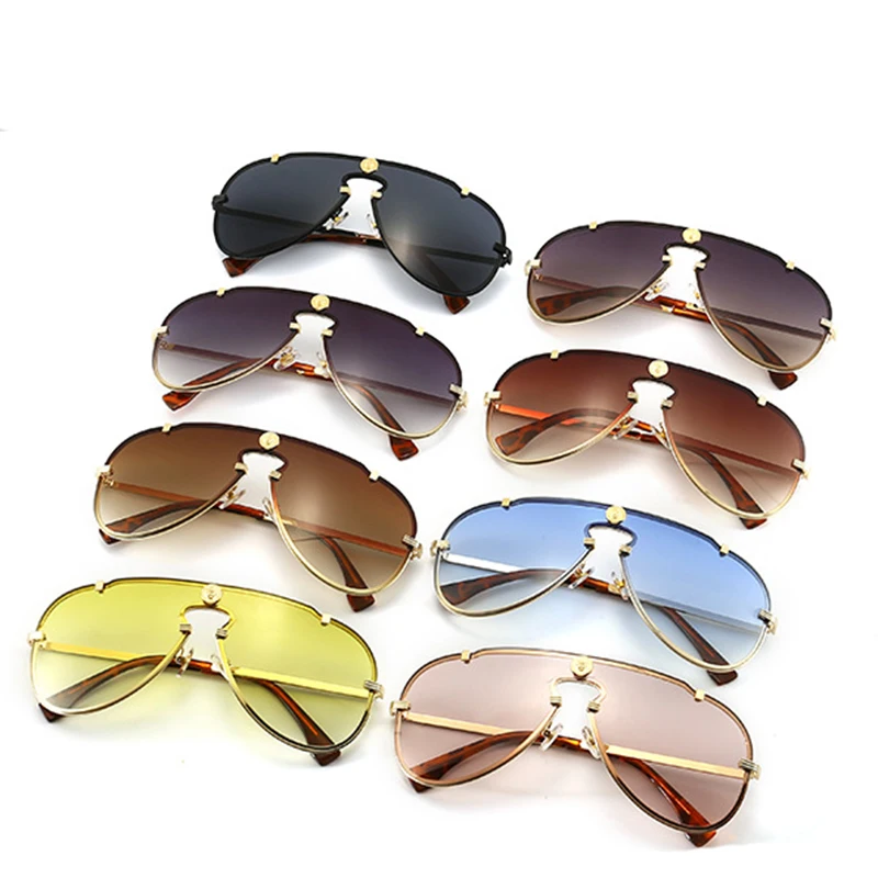 Luxury Brand Designer Oversized Pilot Sunglasses Men Women Fashion Vintage Metal Star Sun Glasses For Male Eyewear UV400 Shades