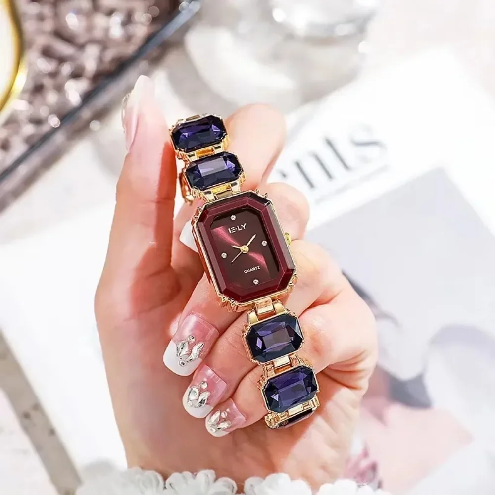 Big Colorful Diamond Quartz Watch for Women Fashion Ladies Luxury Gift Wristwatch Famous Rhinestone Strap Clock Dropshipping