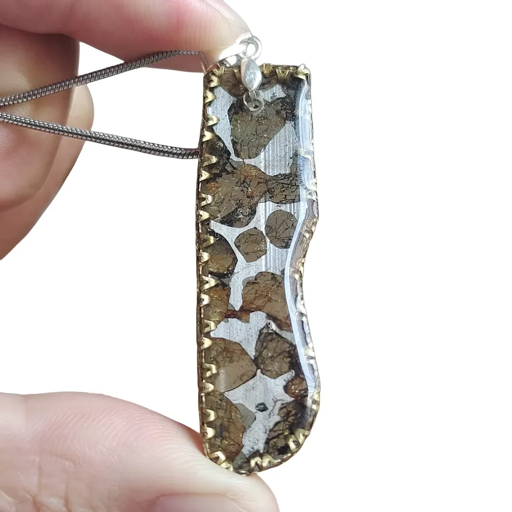3.8g Brenham Olive Meteorite manual Pendant Olive Meteorite Natural Olive Meteorite Necklace Pendant Specimen Collection- TB212