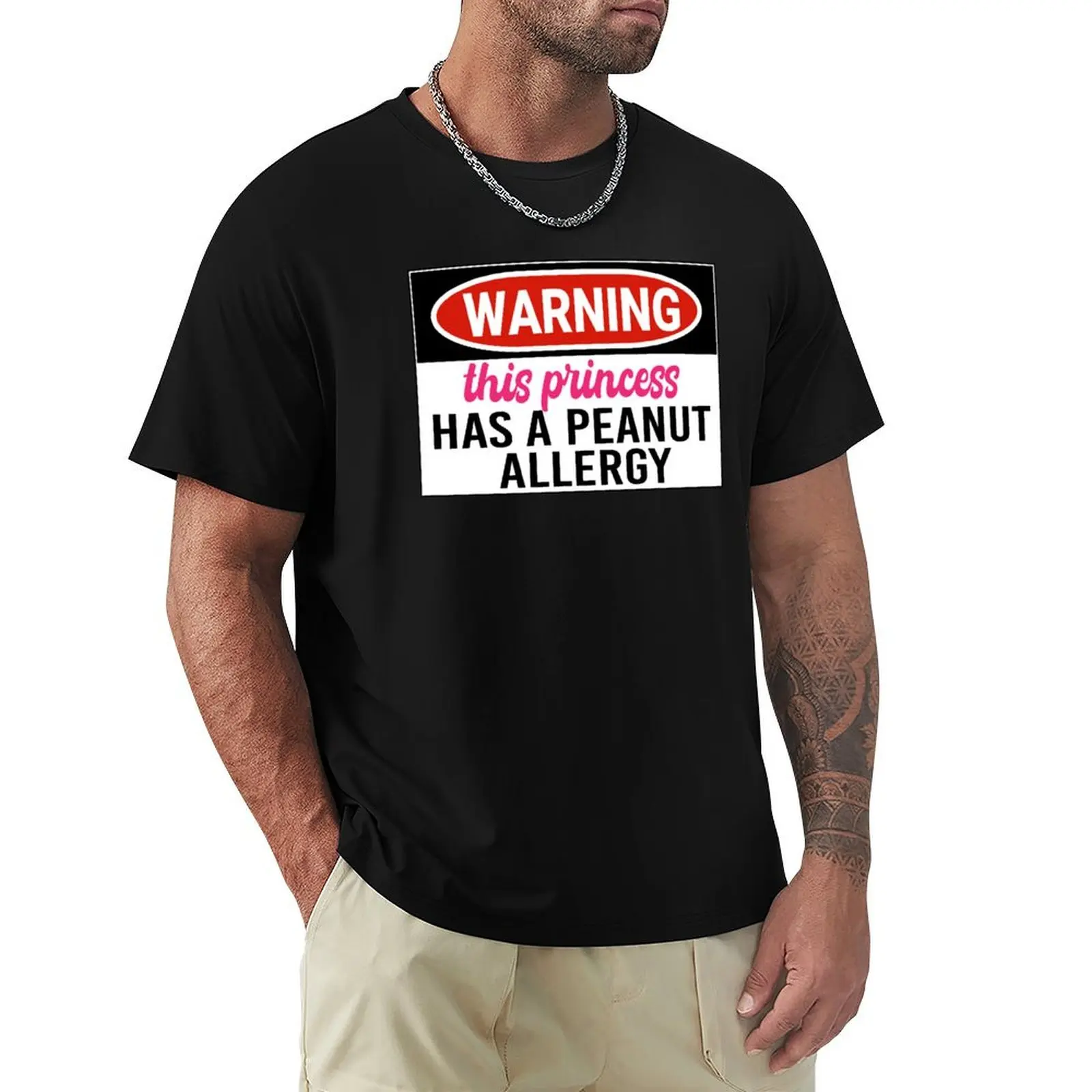 

Warning this Princess has a Peanut Allergy - Peanut Allergy Awareness Warning Sign T-Shirt Plus Size Summer Casual T-Shirt