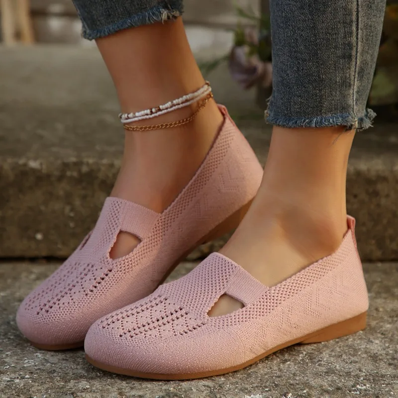 Scarpe da donna 2024 New Slip on Women Flats autunno punta tonda Mesh traspirante Solid Solft Sole Light Casual Flat scarpe comode