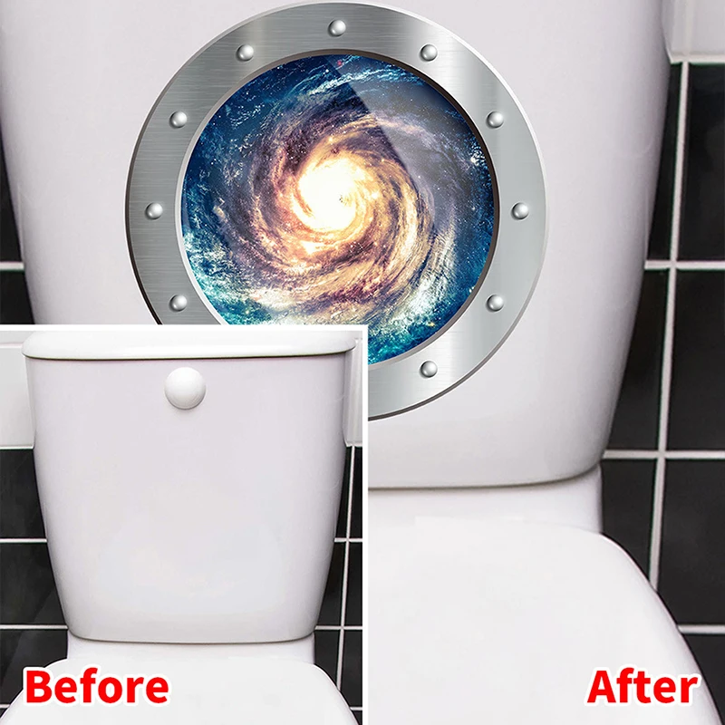 Universe Outer Space Toilet Stickers Window Wall Stickers Refrigerator Bathroom Home Decoration Mural Art Galaxy Decals