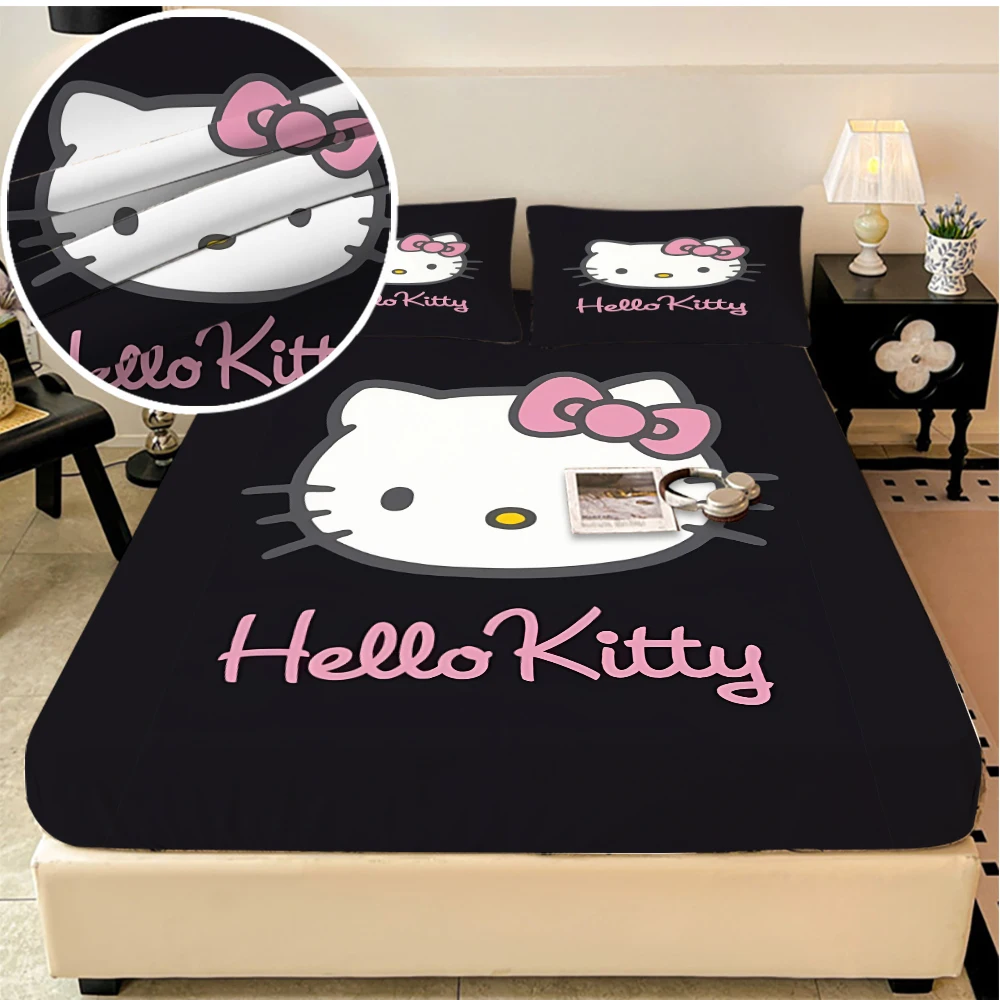 

Sanrio Hello Kitty elastic Bed Sheets, double bed sheets, Soft and warm velvet bedspreads, mattress covers, bed sheet protectors