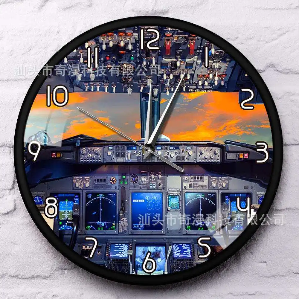 Metal case wall clock Aircraft cockpit Full view Dial clock Home decoration Aviation hobby Fashion wall clock
