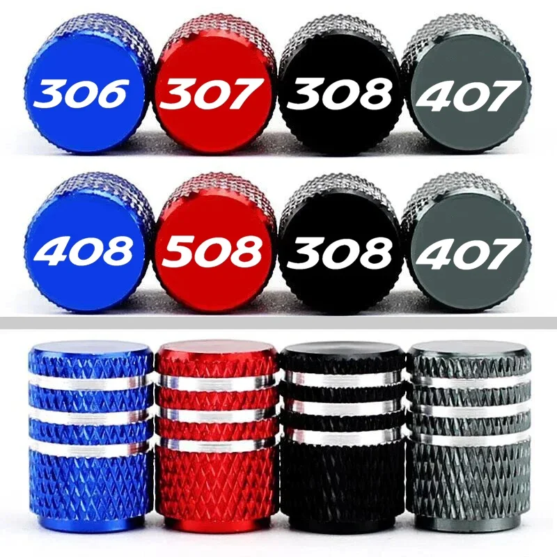 

4PCS Car Accessories Wheels Tire Valve Stems Caps Covers Sets for PEUGEOT 306 307 308 308s 407 408 508 Logo
