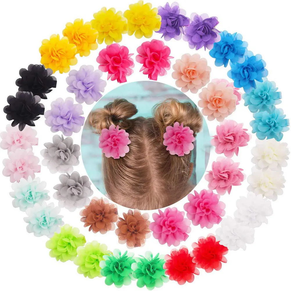 

20Pcs Flower Hair Clips Chiffon Hair Accessories for Birthday Party Christmas Chiffon Flower Hairpin