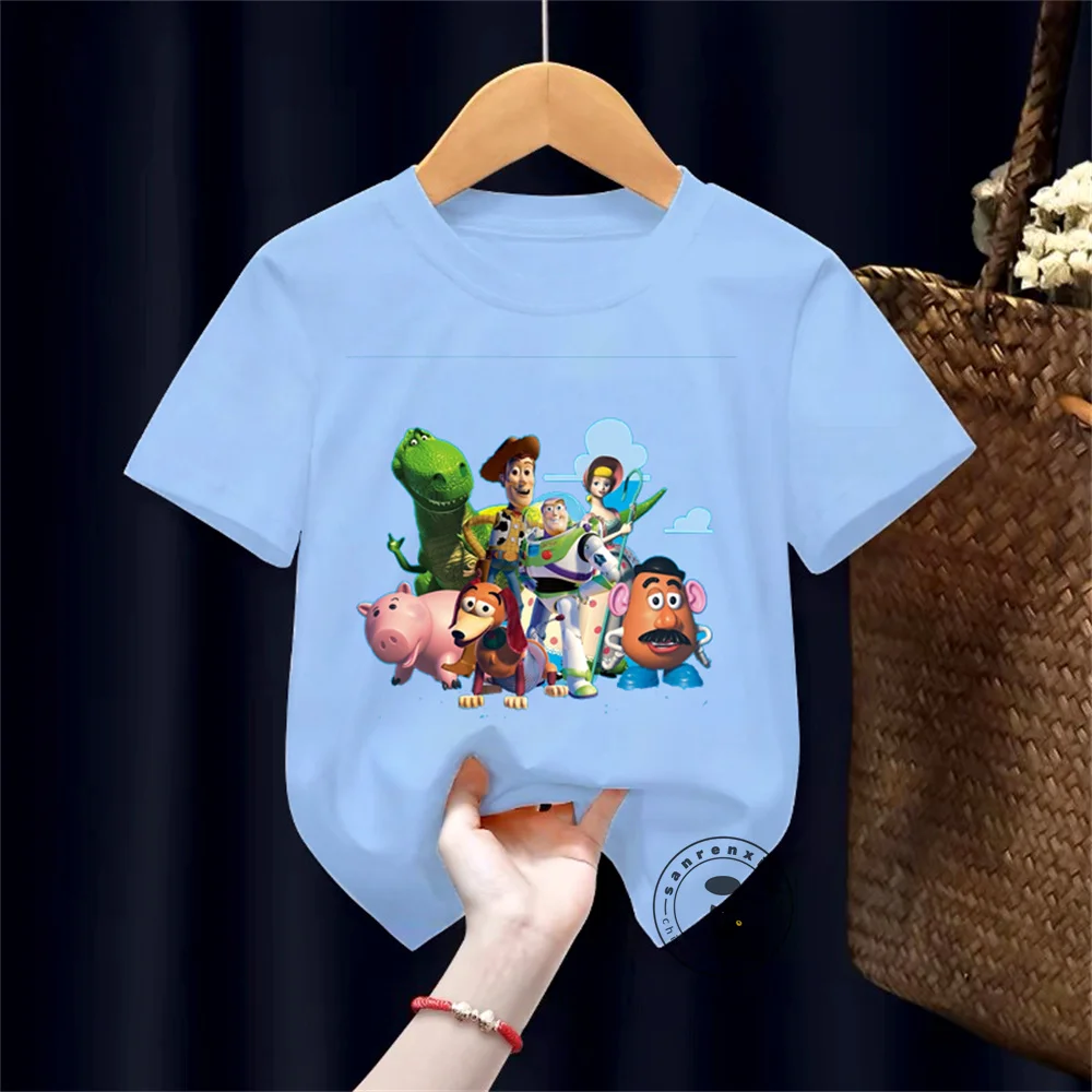 Disney Summer T-Shirts Toy Story printing Kids Hip-Hop Attire Lightweight Breathable Joyful Images Stylish Look Everyday Comfort