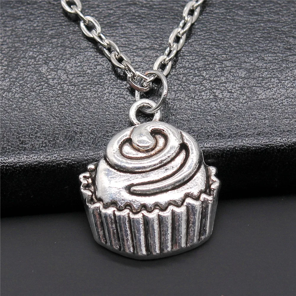 Simple Fashion Vintage 2 Colors 22x19mm Cupcakes Pendant Necklace Jewelry For Women