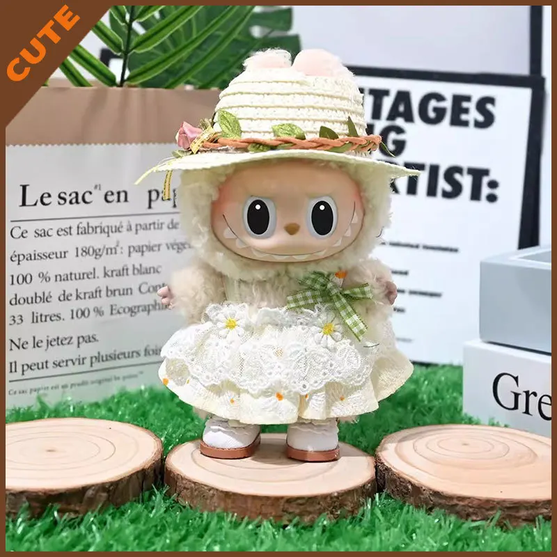 

For Labubu Waistcoat Daisy Dodo Straw Hat Clothes Cute Pendant Character Clothing Cartoon Fashion Dressup Surprise Accessory