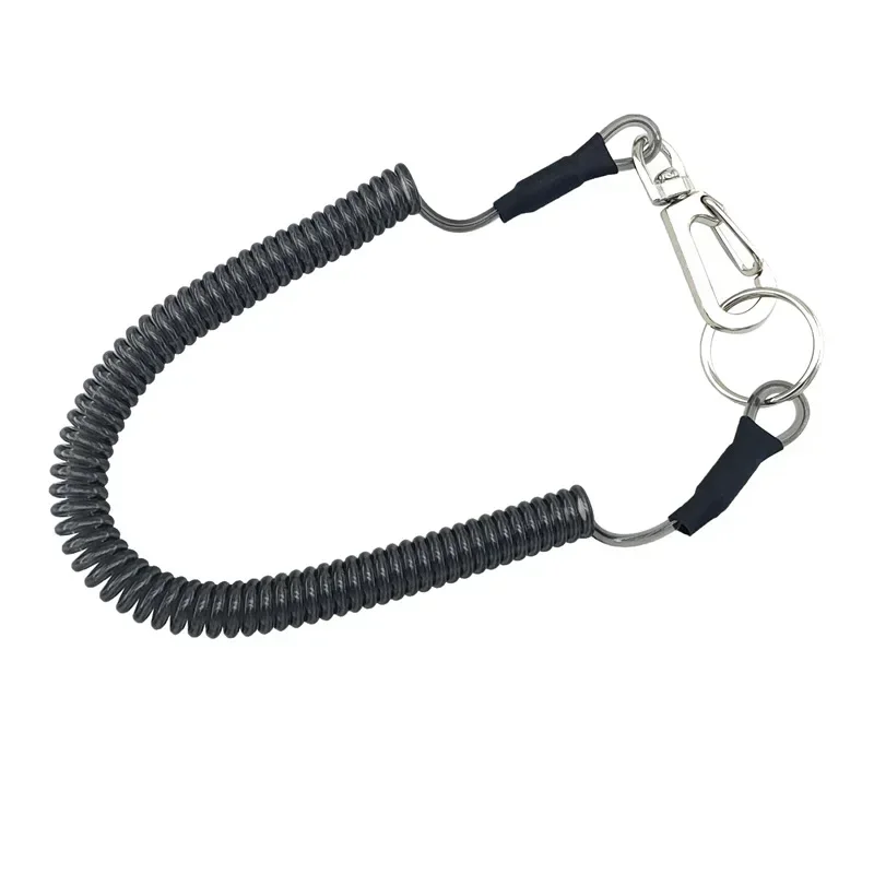 Fishing Coiled Retractable Lanyard Stainless Steel Fishing Safety Rope Rod Leash Extension Cord for Deep Sea Fishing Tools