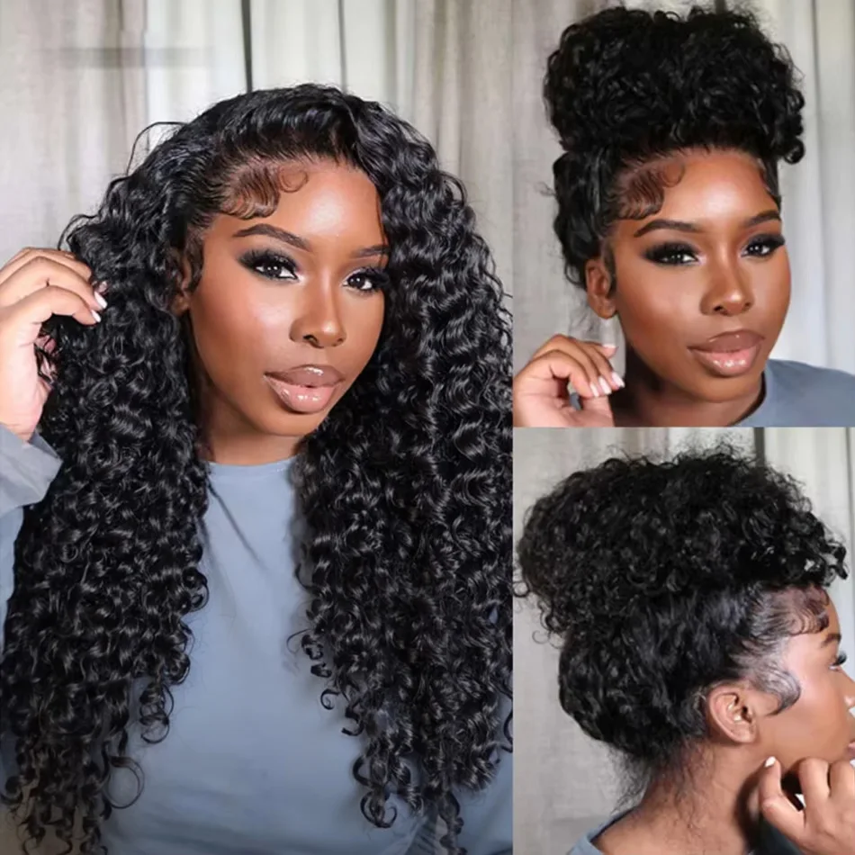 الكثافة موجة عميقة 13x6 الدانتيل أمامي hd الباروكات الشعر البشري 30 40 بوصة البرازيلي المياه مجعد 13x4 الدانتيل شعر مستعار أمامي للنساء #4