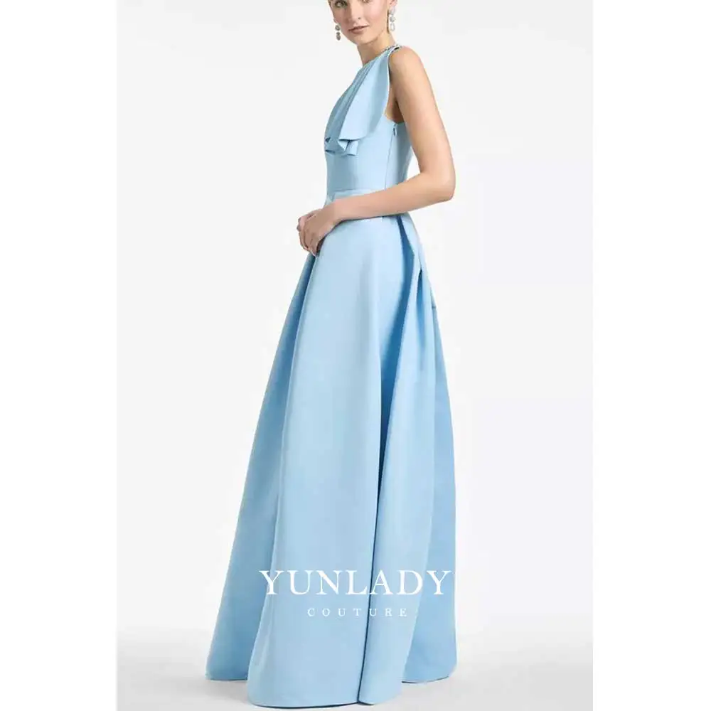 YUNLAN Elegant Off Shoulder A Line Blue Ball Dress Luxurious Muslim Formal Occasion Women\'s Gorgeous Evening Dress 2024 New