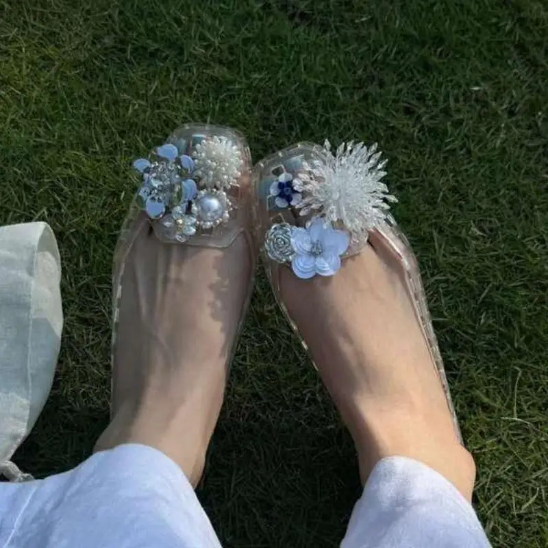 

Korean Style Crystal Jelly Shoe Flowers Plastic Shoe Decorations Sandal Footwear Accessories Shiny Flower Metal Shoe Charms
