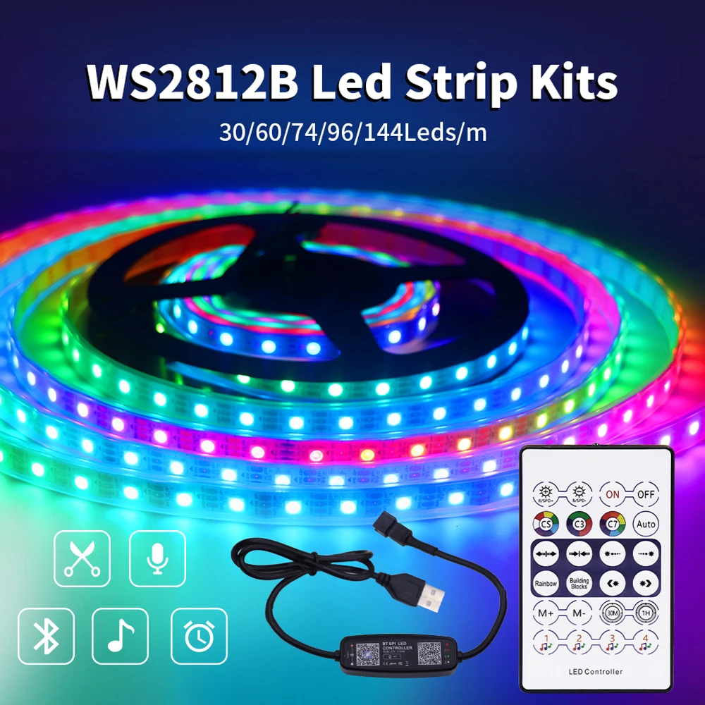 

Smart Magic Color 2812 LED Strip: Dual Control via Mobile APP + Remote Control, Colorful Light Effects to Create an Exclusive At