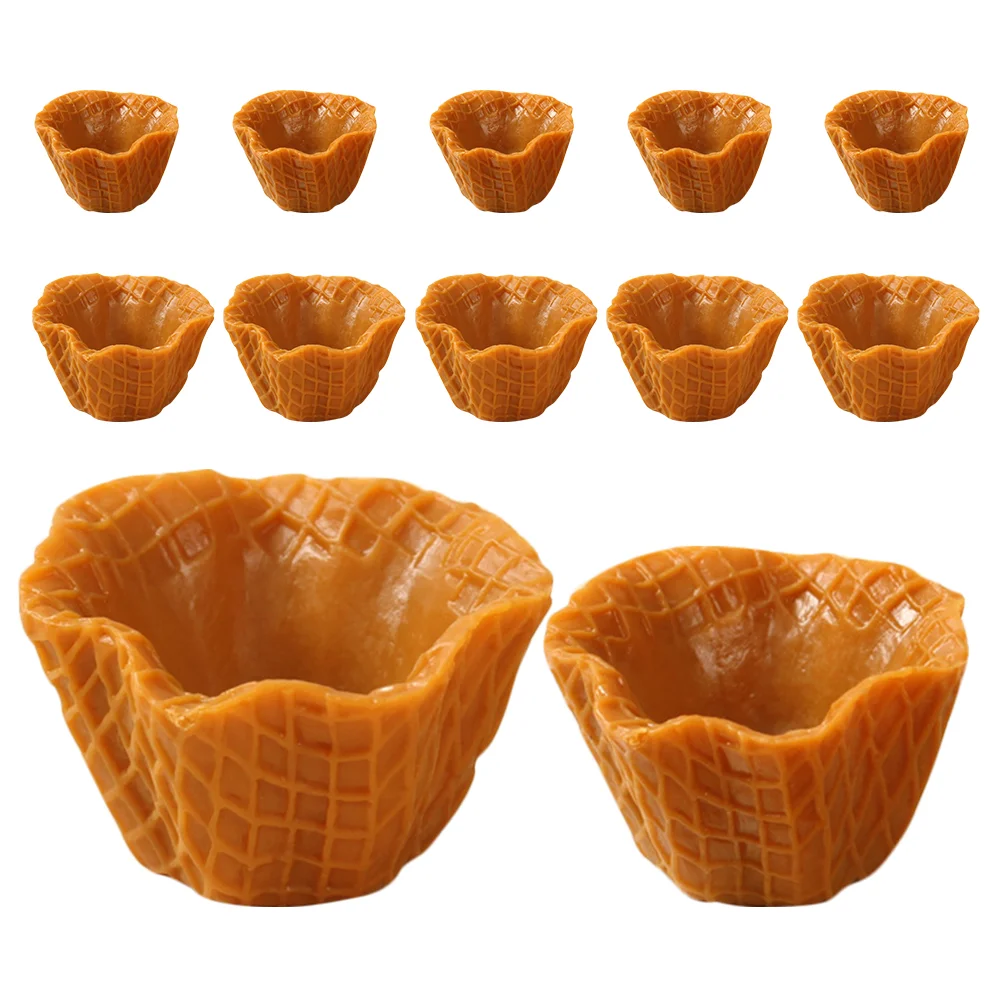 12 Pcs Model Simulated Tori Child Toys Faux Waffle Cone Pvc DIY Craft Charm Hair Clip