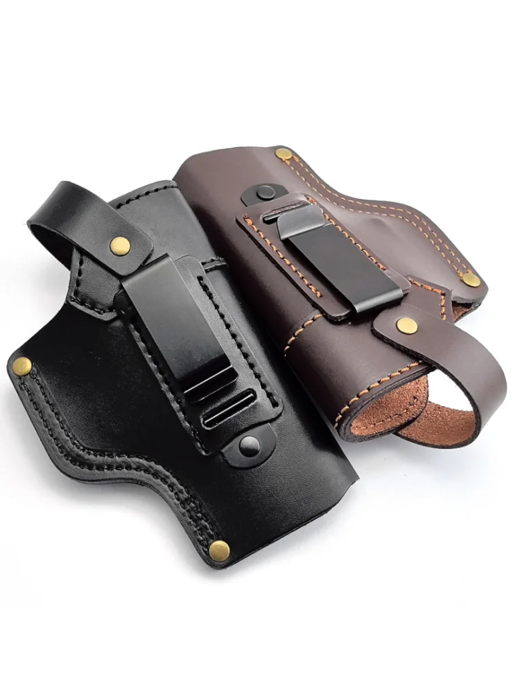 

Genuine Leather Concealed Carry Pouch for Tactical Hunting, Cover for G17, G19, G23, G26, G27, G43