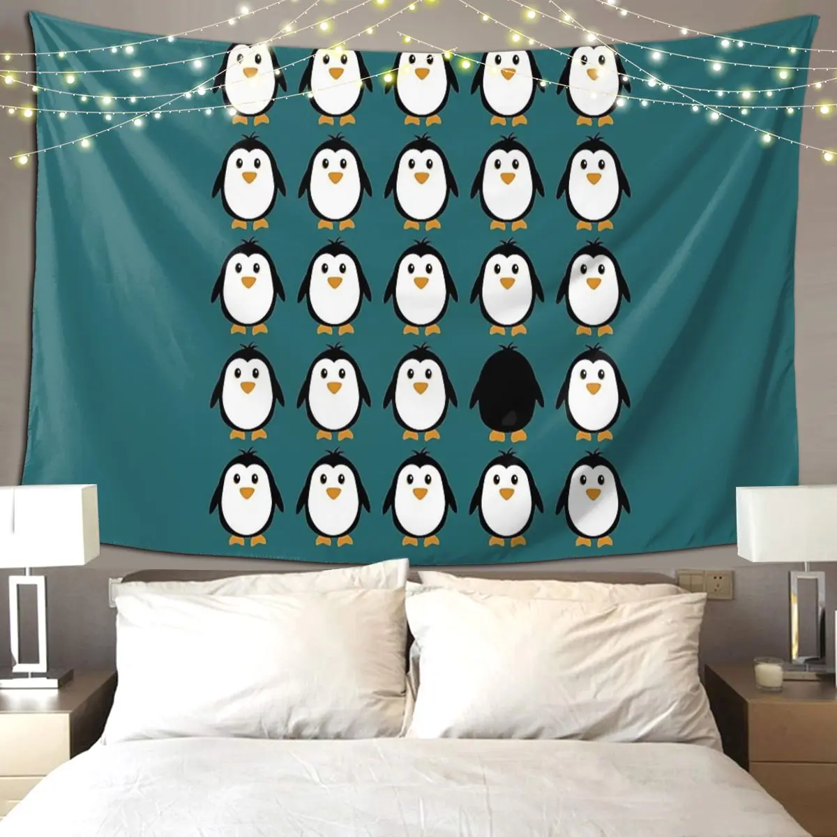 Penguin Colony Tapestry Hippie Wall Hanging Aesthetic Home Decoration Tapestries for Living Room Bedroom Dorm Room