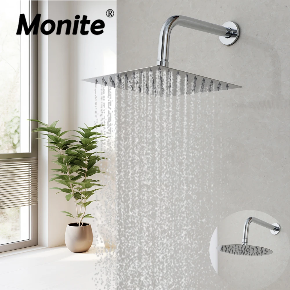 

Насадка для душа Monite 8 ~ 16 дюймов, простой душевой набор из нержавеющей стали с дождевой насадкой, ультратонкие аксессуары для ванной комнаты, простая установка
