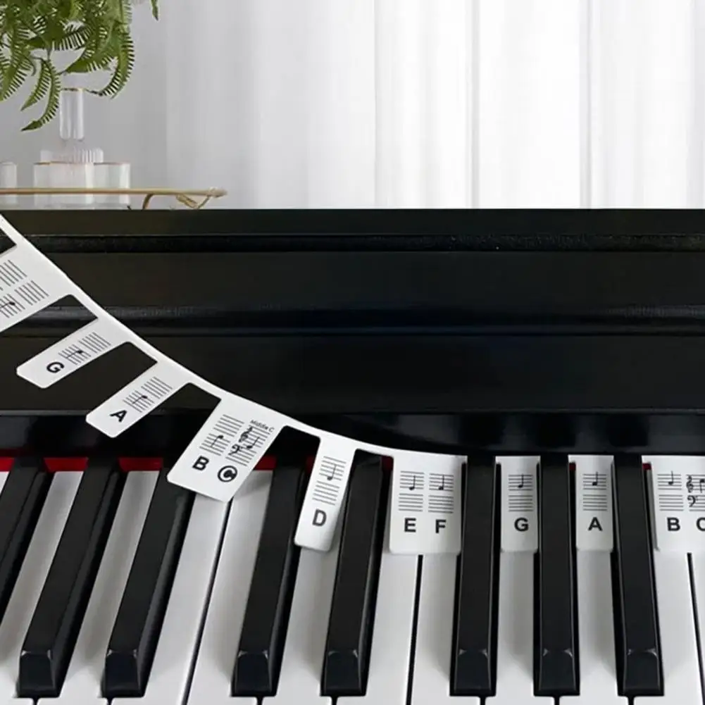 Reusable Piano Key Labels 61/88 Piano Keyboard Notes Guide Removable Silicone Key Labels for Beginners Reusable Full-size