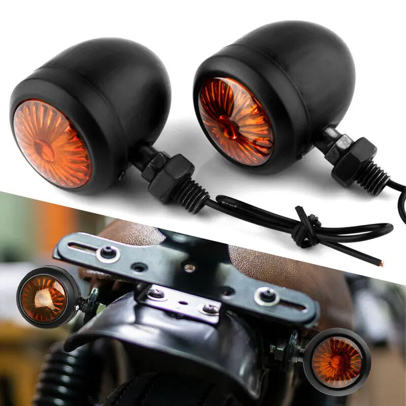 12V Metal Retro Motorcycle Turn Signal LED Taillights Universal Scooter Indicator Motorbike Accessorie for Honda Suzuki Kawasaki