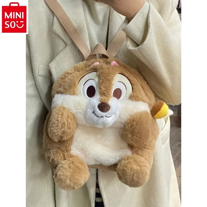 Tas selempang anak kartun MINISO, tas punggung anak manis sederhana dan lucu, tas selempang pelajar boneka chiti mewah kartun Disney