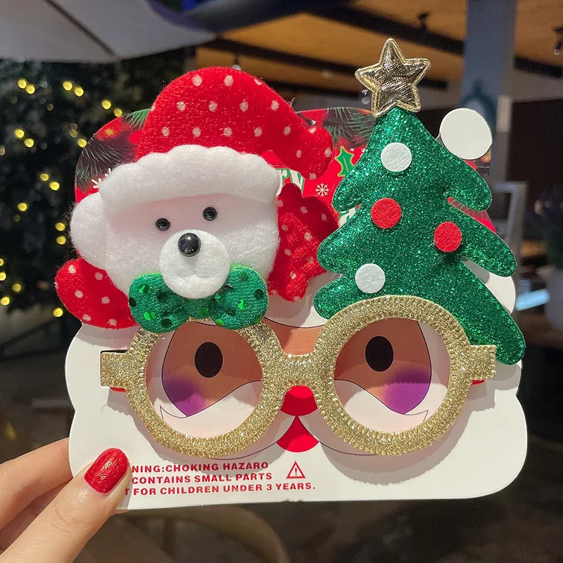 Christmas Glasses Frame Cartoon Santa Claus Xmas Tree Elk Merry Christma Party Photo Prop For Kids Adults Noel Happy New Year