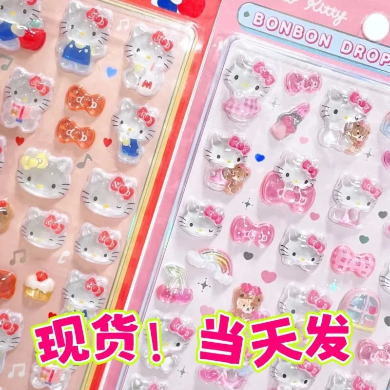 귀여운 Cinnamoroll 헬로 키티 애니메이션 Kawaii Sanrio Ins 패션 스티커 귀여운 만화 마이 멜로디 휴대 전화 패치 장식 선물