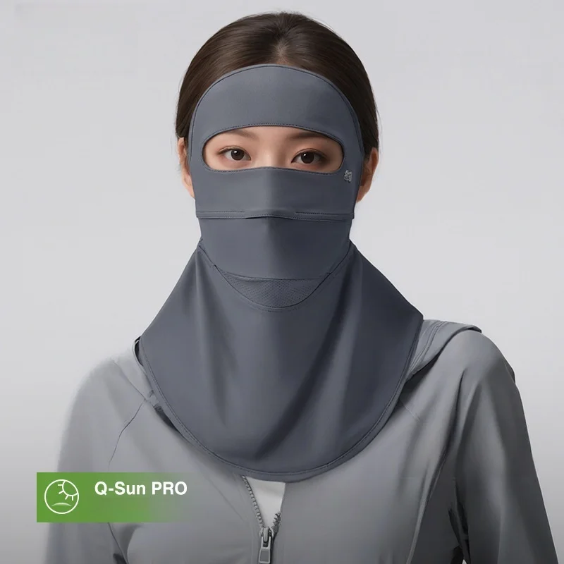 

Summer Ice Silk Sunscreen Mask Full Face UV Shade Breathable Neck Protector All-in-One Facekini UPF50+