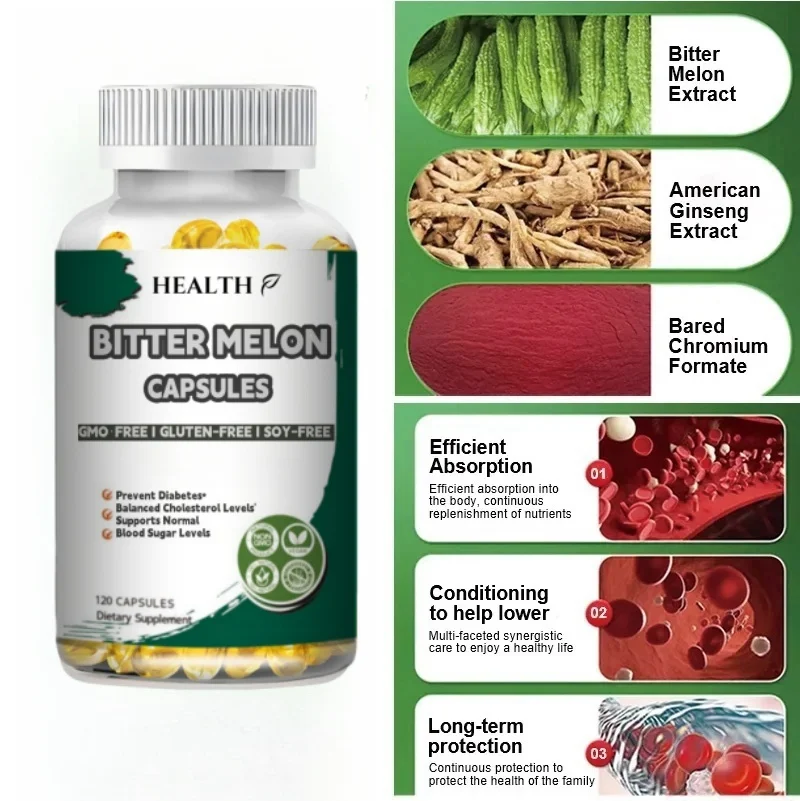 HEALTH Bitter Gourd Capsules 2500Mg | 120 Pills | Non Genetically Modified And Gluten Free Extracts | Complex Supplements