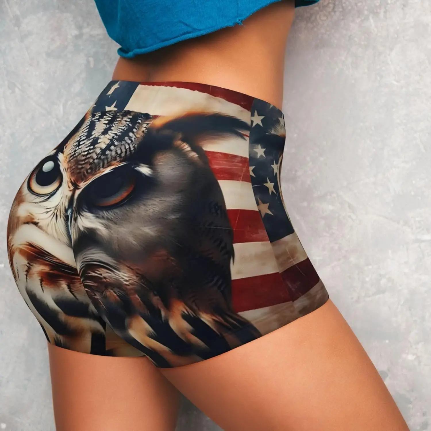 Reindeer Tree Snowflake Christmas Women's High Waist Print Workout Shorts Stretch Yoga Shorts for Athletic Running