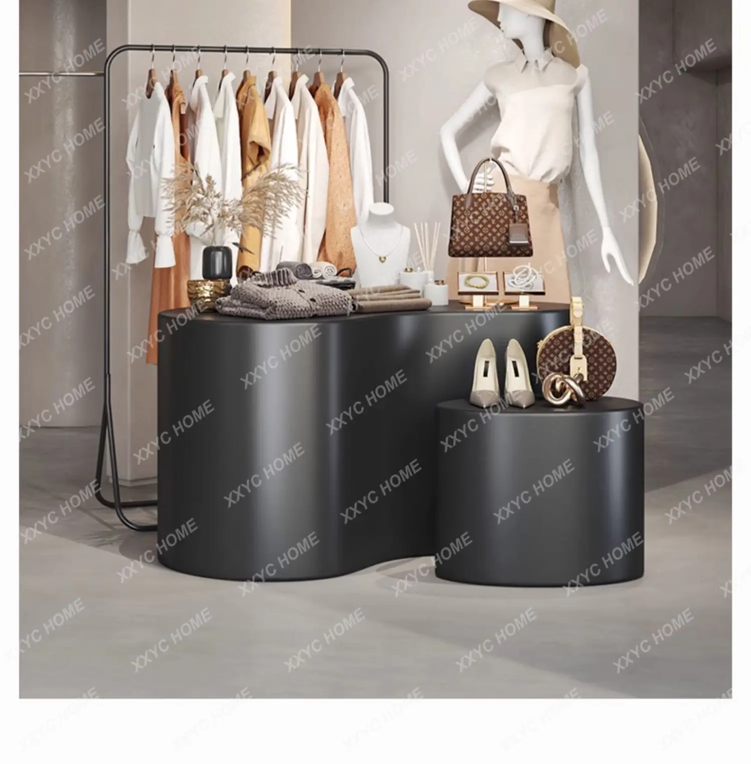 Clothing store paint light luxury water table high and low display table shopping mall  display stand