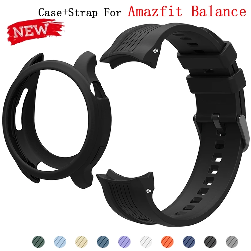 Silikon Armband Für Amazfit Balance Einstellbare Sport Armband Smart Uhr Anti-herbst Scratch Armband Uhr Fall Set Zubehör