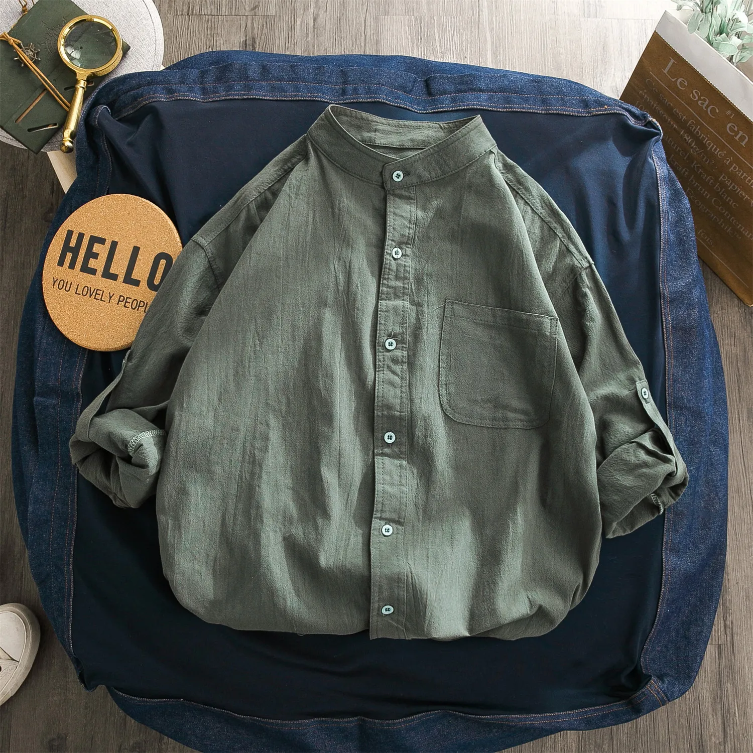 Blusa informal de algodón y lino para hombre, camisa holgada de media manga, talla grande, gran oferta, primavera y verano