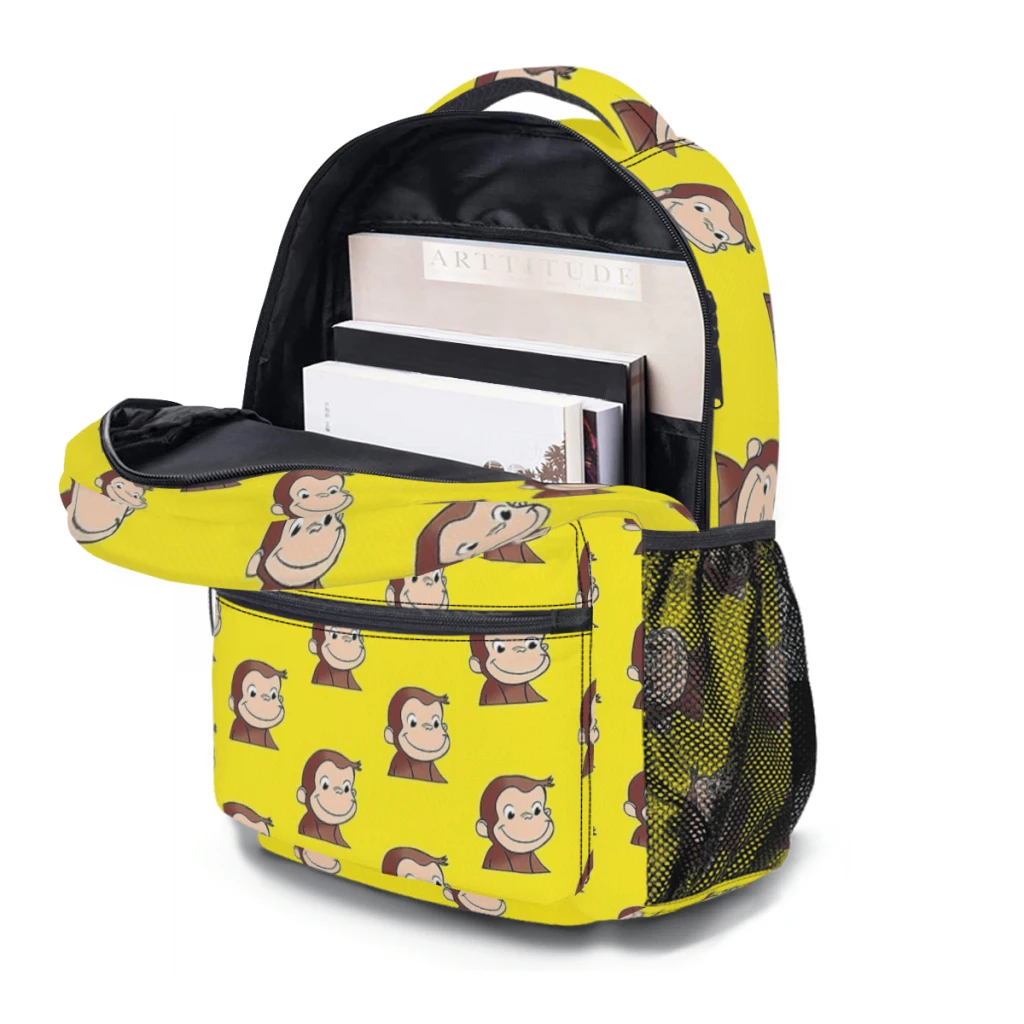 Mochila Leve Estampada Curious George, Mochila Infantil Casual, Jovem, 17\