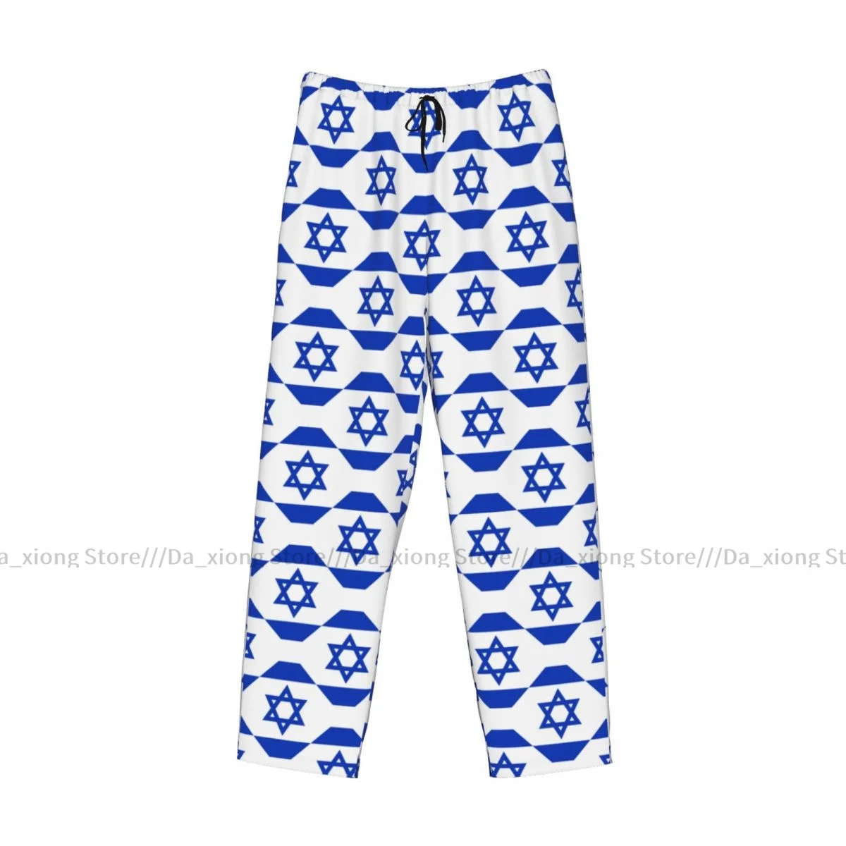 Casual Pyjama Slaapbroek Voor Heren Israël Vlag Naadloze Achtergrond Lounge Losse Broek Comfortabele Nachtkleding