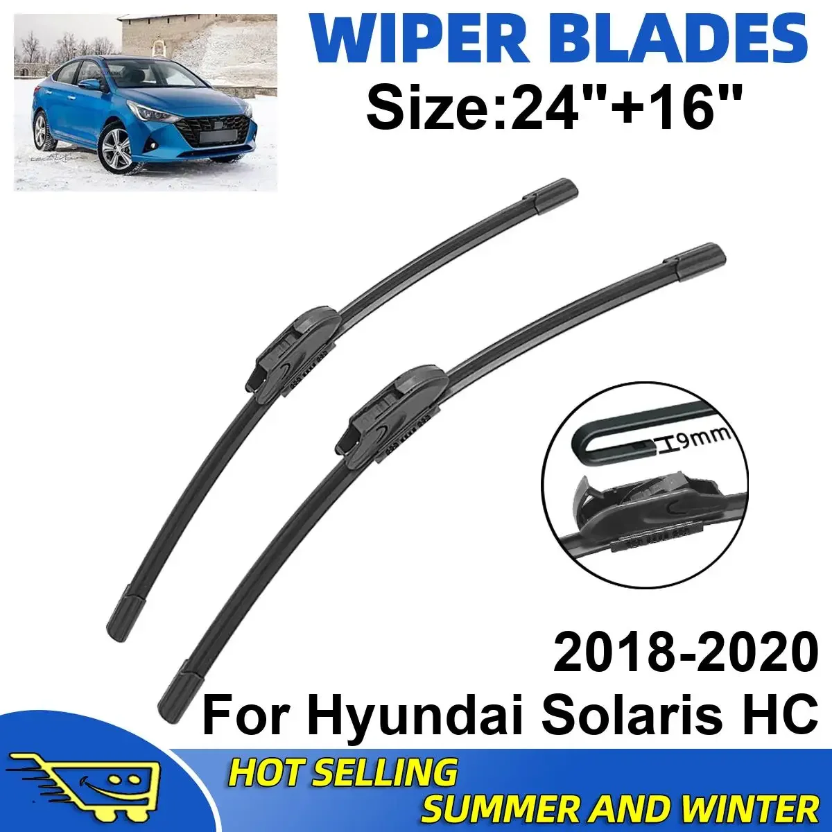 

2PCS Wiper Blades Set Kit For Hyundai Solaris HC 2018-2020 Front Windshield Brushes Windscreen Window Accessories