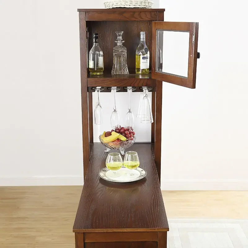 American solid wood bar table and chairs, integrated wine cabinet, household living room and dining room partition cabinet